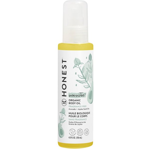 The Honest Company Organic Body Oil | Gentle for Baby | Fragrance Free, Plant-Based, Hypoallergenic | 4.0 fl oz