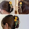 Yonchic 3-Piece Flower Metal Hair Clips, Daisy Hair Claw for Thin/Medium Thick Hair, Elegant Tulip Floral Barrettes Strong Hold Clamps Non-Slip Cute Lily Claws Accessories