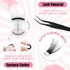 Self Adhesive Lash Clusters Kit Flu-ffy 8-16mm No Glue Lashes Press On Lashes, 60 Pcs Glueless DIY Eyelash Extensions Kit Pre Bonded Lash Clusters with Eyelash Curler and Lash Tweezers(No Glue J02)