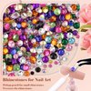 BELLEBOOST Nail Art Rhinestone Glue Gel&2 Boxes Flatback Gems Kit, 1 Tube of 15ml Rhinestone Gel Glue+Colorful Gems+Flat Back Round Glass Crystal AB&Clear Gemstones with Pickup Tools