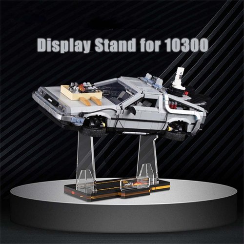 TopBrixx Display Stand for Lego Back to The Future Time Machine 10300, 5MM Acrylic Stand for Lego 10300 (No Model Set Included)