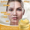 Turmeric Face Clay Mask, Under Eye Cream Skincare Kit, 1pack Vitamin C B5 Deep Cleansing Facial Mask Overnight Face Mask for Pores, 2pc Hydrating Eye Cream for Dark Circles, Puffiness