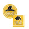 Yellow School Spirit Graduation Party Supplies: 36-Person Set | Mortarboard Caps & Congrats Grad Design | Dessert Plates & Lunch Napkins