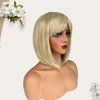 FARRUIS Light Blonde Bob Wig for Women 12 Inch Short Light Blonde Straight Bob Wigs with Bangs for Women Short Hair Wig Synthetic Wig for Cosplay, Daily, Halloween