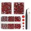 qiipii 3 Boxes 5070PCS Red Crystal Resin Rhinestones for Crafting Siam Red Flatback Resin Gems Stones 2mm-6mm Non-Hotfix Ruby Red Diamonds Crystals for Nails Face Makeup Tumblers Mug Bottle DIY Crafts