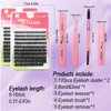 BTLLSSH Lash Extension Kit DIY 240pcs Lash Clusters Eyelash Extension Kit Individual Lashes Kit with Lash Bond & Seal Remover Lash Tweezers for Self Use (003D-0.31-0.63INCH-CatEye)