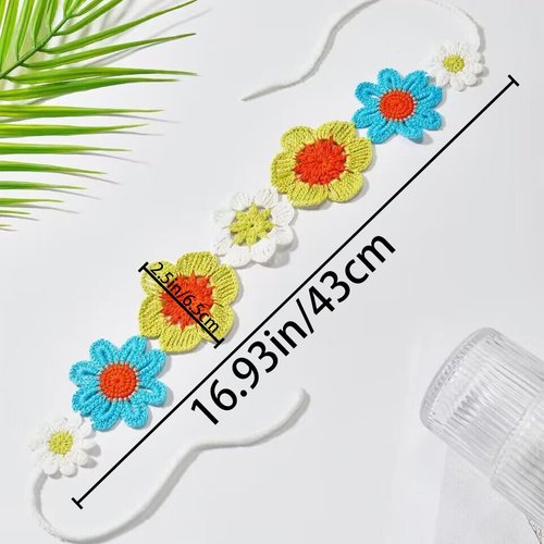 AddLotLot 2 PCS Crochet Headbands Hippie Headbands Crochet Hair Bandanas Boho Headbands Knit Headband Floral Boho Lace Hollow Hairband Bandana Tie-Back Knit Headband Vintage Bandana for Women Girls