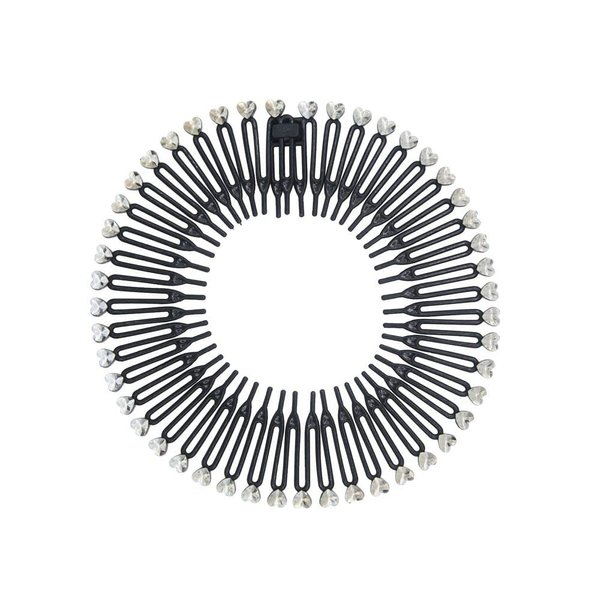 Black Full Circular Stretch Comb Headbands, Korean Hair Comb, Hair Band Plastic Full Circle Stretch Diamond Flexible Comb Teeth Headband Hair Accessories(ZS396)