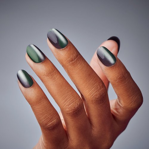 KISS Gel Fantasy, Press-On Nails, Nail glue included, 'Dial Me', Gray, Short Size, Oval Shape, Includes 28 Nails, 2g glue, 1 Manicure Stick, 1 Mini File