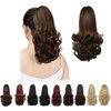 HSPCYGG Brown Ponytail Extensions Fake Claw Clip Ponytails Synthetic Hair Extension 12" Wavy 3.8 OZ Curly Hairpieces Women Wig Yaki Fluffy&not Tangled