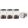 Mczxon Small Coin Bank Jars 4-Pack, 16oz Clear Plastic Coin Money Tip Coin Mason Jars with Silver Slotted Lids, Small Transparent Plastic Coin Money Piggy Banks Jars for Adults Teens Kids Girls Boys