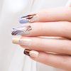 GoldFinger Trendy False Nails Kit, Long Squoval Design Nail, Playful Simple Artistic Sheer Nude Print, Ready to Wear Gel & Manicure Stick included, Long-Lasting Convenient & Easy to Apply