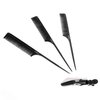 Pin Tail Comb by The Hair Shop, Premium Ergonomic Black Pin Rat Tail Carbon Fiber Heat Resistant Teasing Combs with Pintail (Black) 3 Pack w/FREE Shark Clip