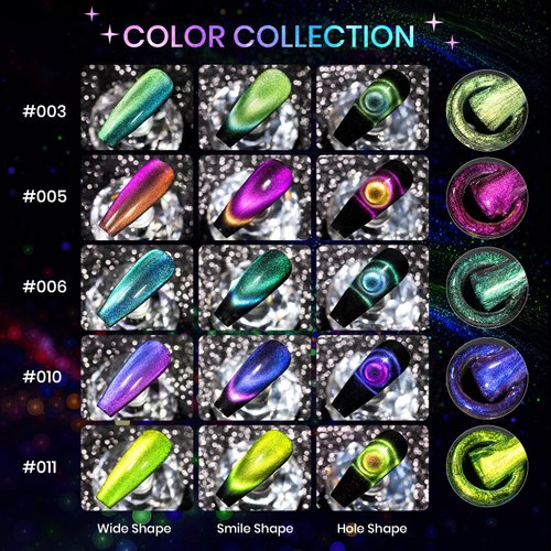 SUPWEE Cat Eye Gel Nail Polish Set - 12 Colors 9D Magnetic Nail Polish Gel Galaxy Cateye Nail Gel Polish with 1 Black Gel and Magnetic Lamp Cure Required Home Manicure DIY Nail Art