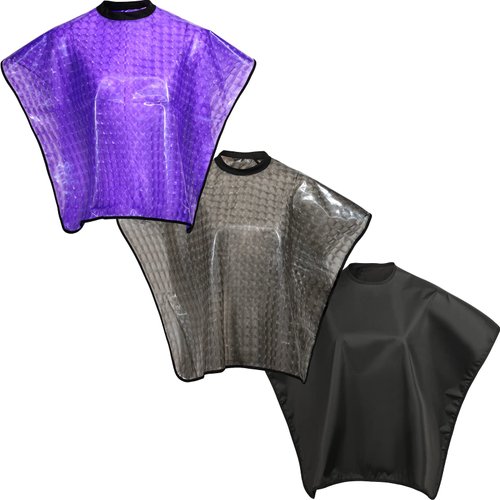 JenPen 3 Pcs Hair Color Cape Shampoo Capes for Salons Waterproof Salon Capes for Clients Makeup Cape Hair Cape for Hair Dye, 3 Colors(Black,Gray,Purple,Classic)