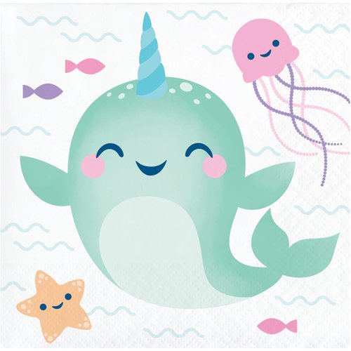 Creative Converting Narwhal Party Beverage Napkins, 16 ct
