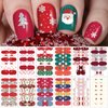12 Sheets Christmas Full Nail Wraps Nail Art Polish Strips Stickers, Self-Adhesive Full Wrap Nail Art Decals Christmas Tree Snowflake Elk Santa Claus for Xmas Party Nail Decor with 2 Piece Nail Files