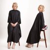 DB ZENGZI Hair Cutting Cape, Black Waterproof Nylon Barber Hair Styling Cape with Elastic Adjustment for Men and Women Adults (57 * 61 INCHE)