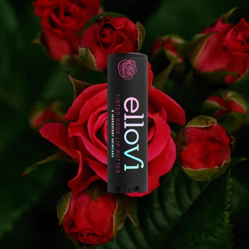 Ellovi Natural Lip Butter Lip Balm - Wild Rose Tinted - Pure Enough to Eat - Made With Just 6 Vegan Ingredients - Tinted Moisturizing Lip Care for All Day Hydration (Single)