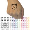 Happy Devil Face Emoticon Temporary Tattoo Water Resistant Fake Body Art Set Collection - Purple (One Sheet)