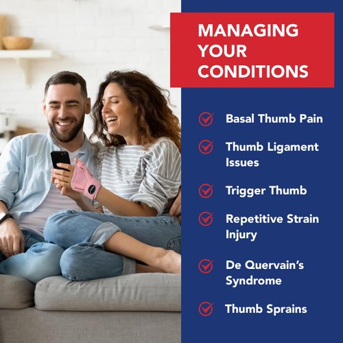 Doctor Developed Thumb Brace for Arthritis/Thumb Splint/Thumb Support for Men & Women - Trigger Thumb Spica Splint - Thumb Splint for Right Hand/Left- FDA Medical Device & Handbook (Pink, Single)