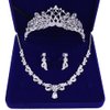 Cathercing Bridal Rhinestone Crown Tiara Crystal Necklace Earrings Set for Wedding Dress Shining Headband Hair Accessories Jewelry for Wedding Pageant Prom Princess Queen Theme Party (Peacock)