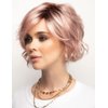 TISHINING Short Ombre Pink Wavy Bob Wigs for White Women Chin Length Pink Curly Bob Wig with Bangs Heat Synthetic Natural Looking Daily Cosplay Wig