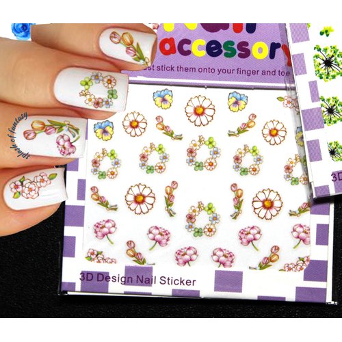 Nail Art 3D Stickers ♥ Mixed Flower Collection of 10 Decals /EE-III/
