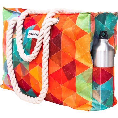 SHYLERO Beach Bag and Pool Bag. Has Airtight Pouch, Key Holder. Beach Tote is Zippered, Waterproof (IP64) - L22xH15xW6