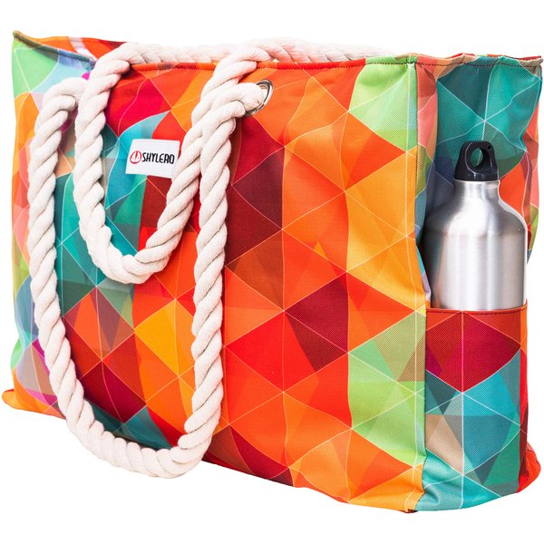 SHYLERO Beach Bag and Pool Bag. Has Airtight Pouch, Key Holder. Beach Tote is Zippered, Waterproof (IP64) - L22xH15xW6