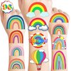 8 Sheets (96PCS) Rainbow Temporary Tattoos Theme Birthday Party Decorations Supplies Party Favors Decor Tattoo Stickers For Kids Girls Boys Gifts Classroom School Prizes Rewards