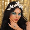 Catery Starfish Crown and Tiara Pearl Seashell Headband Beach Wedding Headpiece for Women and Brides