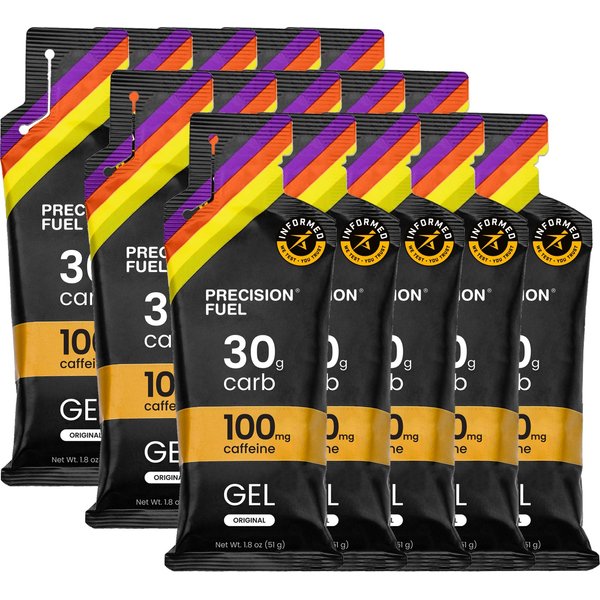 Precision Fuel 30 Caffeine Energy Gel - Mild Flavour Running Gels for Endurance Athletes, 30g Carbohydrate, Easy-to-Digest, Perfect for Running & Long-Duration Sports (Pack of 15)