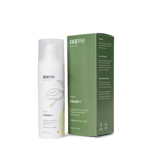 Nureo Vitamin C Serum - Brightening & Firming, 30ml - L-Ascorbic Acid, Ferulic Acid, Sea Buckthorn Oil, Hyaluronic Acid Serum - Anti-Aging & Deep Hydration
