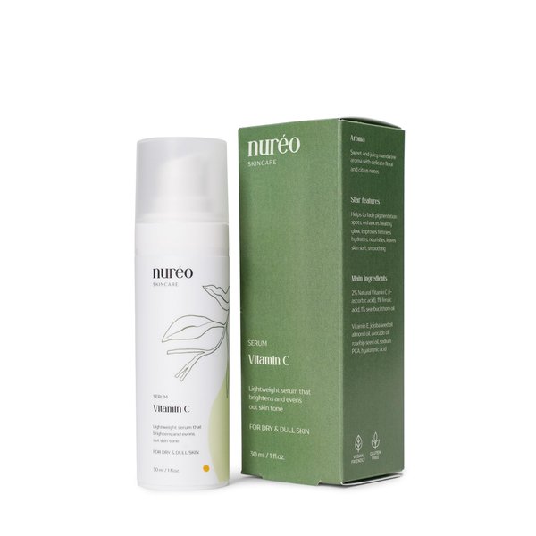Nureo Vitamin C Serum - Brightening & Firming, 30ml - L-Ascorbic Acid, Ferulic Acid, Sea Buckthorn Oil, Hyaluronic Acid Serum - Anti-Aging & Deep Hydration