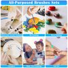 Small Paint Brushes Bulk, Anezus 50 Pcs Flat Tip Round Acrylic Paint Brushes for Kids Classroom Acrylic Watercolor Canvas Face Painting Touch Up