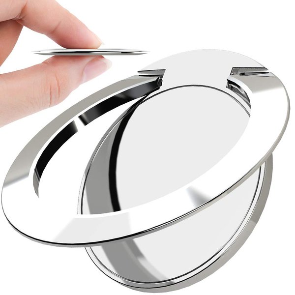 Upgraded World's Slimmest Phone Ring Holder, Tomorotec Ultra Thin Cell Phone Ring Stand Magnetic Car Mount Hook Matte Center Compatible for iPhone X 8 7 Plus 6S 6 5s 5 SE,Galaxy S8 S7 S6 Edge(Silver)