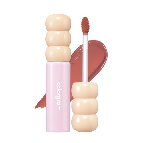 COLORGRAM Fruity Glass Tint 05 Soft Persimmon | Korean Long Lasting & Waterproof Lip Stain | Glossy Dewy Lip Gloss, Highly Pigmented Subtle Coral Beige Shade with Glowing effect 0.11 Oz.