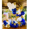 Royal blue and Gold balloon Garland Arch Kit 156Pcs Blue Gold white Starburst balloons for Wedding prince Baby shower for Boy Men birthday decorations Graduation Ceremony supplies
