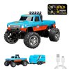 Edottbag Mini Rc Truck with Trailer, Mini Rc Monster Truck, Monster Truck Toys, 2.4Ghz All Terrain Off-Road Monster Truck, 1:64 Scale Alloy,Speed/Steering Adjustable,Remote Control Car (with Trailer)