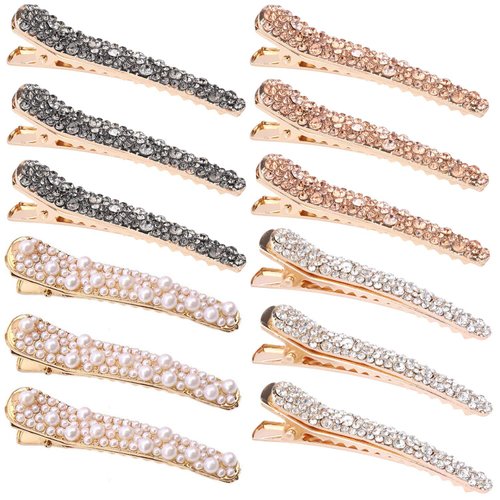 12 Pcs Rhinestone Alligator Hair Clips Fancy Crystal Duckbill Hair Clips for Women Girls Hair Sty...