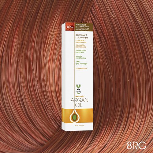 One N' Only Permanent Hair Color - Permanent Hair Dye Made with Argan Oil - Delivers Rich, Accurate Tones with Gray Coverage - Improves Moisture & Elasticity - 8RG Light Tangerine Blonde (3 oz)