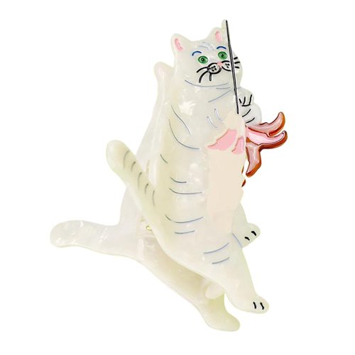 Novelty White Cat Hair Clip,Acetate Claw Clips,Big Hair Clips for Women,Fashion Hair Clips for Girl