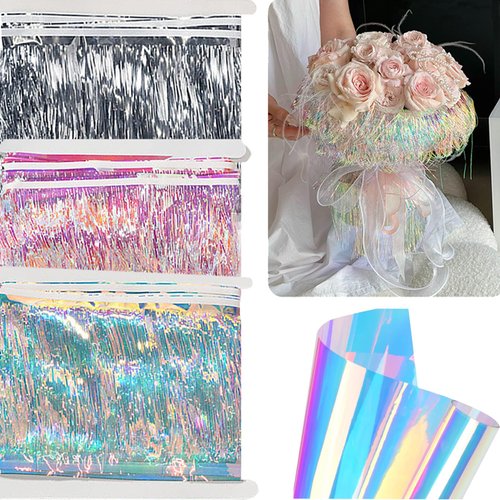VENDGATRRE Colorful Tassel Flower Wrapping Paper, Waterproof Flower Bouquet Wrapping Paper,Bouquet Accessories for Bouquets DIY Crafts Packaging Bouquet for Wedding Party Decor