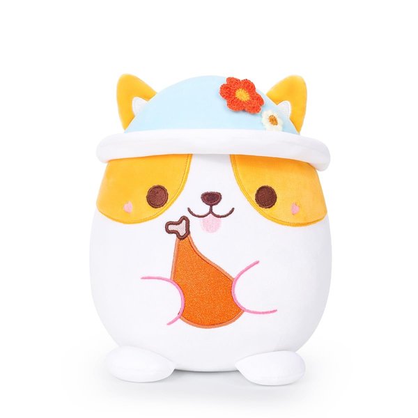AIXINI Cute Corgi Plush Pillow 8" Dog Stuffed Animal, Soft Kawaii Corgi Plushie with Hat Outfit Costume Gift for Kids