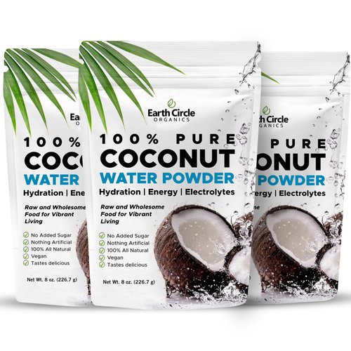 Pure Natural Coconut Water Powder - Dried Electrolytes for Hydration & Energy, No Additives, Sugar-Free, Gluten-Free, Keto, Vegan, 8 oz (Pack of 3)