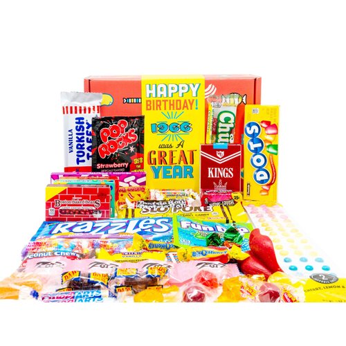 RETRO CANDY YUM ~1966 58th Birthday Gift Box Nostalgic Candy Mix from Childhood for 58 Year Old Man or Woman Born 1966 Jr