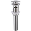 Bathroom Sink Drain, Angle Simple Brass Pop Up Drain Stopper, Vessel Sink Drain with Overflow, Lavatory Vanity Sink Drain Stoppers Brushed Nickel
