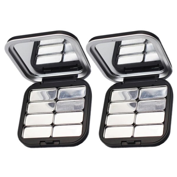 Beaupretty Magnetic Eyeshadow Empty 2pcs Empty Lipstick Palette Pan 8-grid Magnetic Eyeshadow Palette Boxes Cosmetic Cream Tray Portable Small Makeup Compact Containers