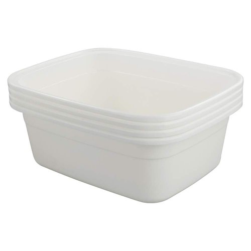 Lesbin 12 Quart Plastic Wash Basin, 4 Pack Dish Pan, White